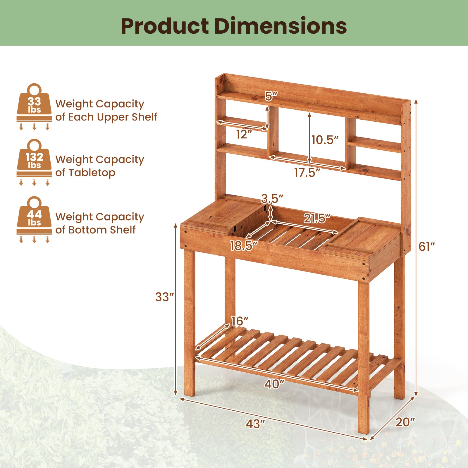 Wooden Potting Bench Table, 61