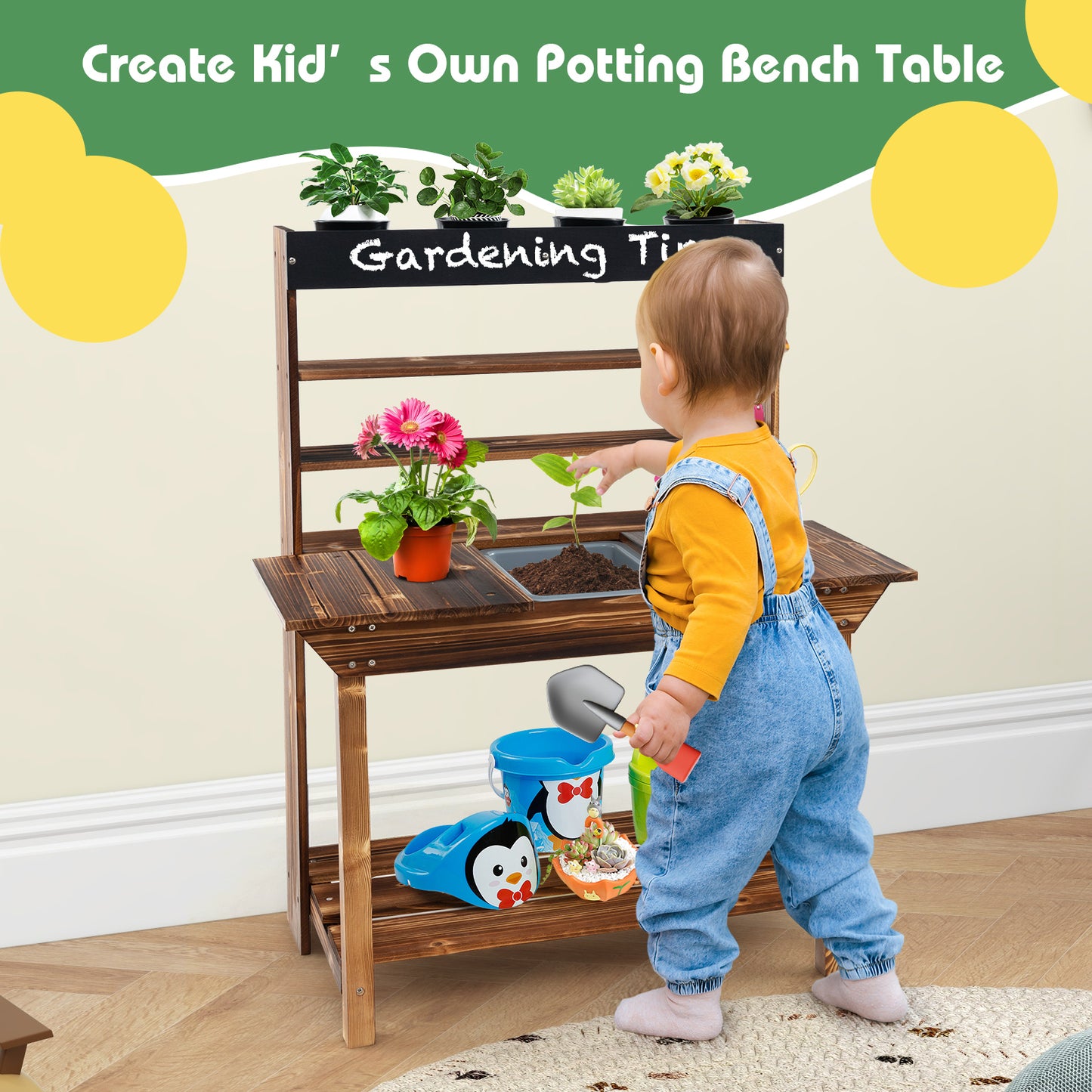 Wooden Potting Bench Table, Outdoor Mud Kitchen, Natural Play Kitchen Sets at Gallery Canada