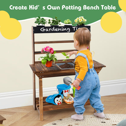 Wooden Potting Bench Table, Outdoor Mud Kitchen, Natural Play Kitchen Sets at Gallery Canada