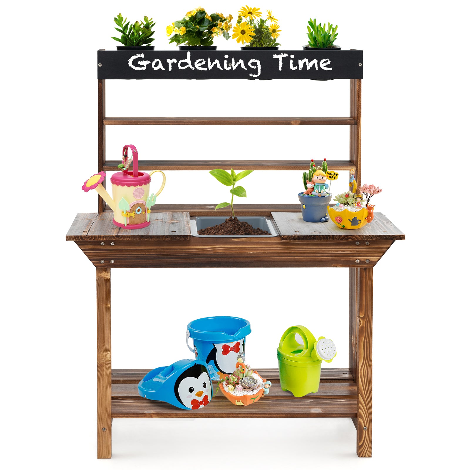 Wooden Potting Bench Table, Outdoor Mud Kitchen, Natural Play Kitchen Sets at Gallery Canada