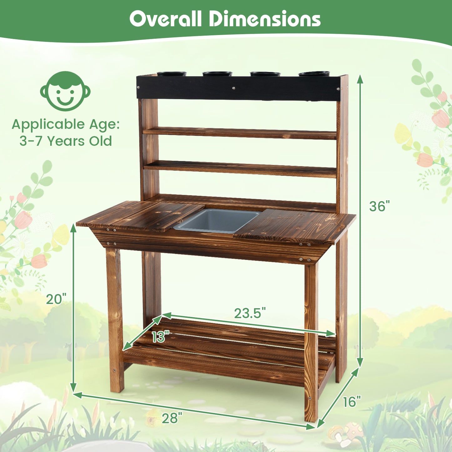 Wooden Potting Bench Table, Outdoor Mud Kitchen, Natural Play Kitchen Sets at Gallery Canada