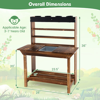 Wooden Potting Bench Table, Outdoor Mud Kitchen, Natural Play Kitchen Sets at Gallery Canada