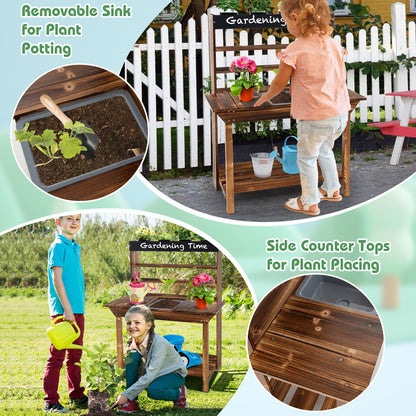 Wooden Potting Bench Table, Outdoor Mud Kitchen, Natural Play Kitchen Sets at Gallery Canada