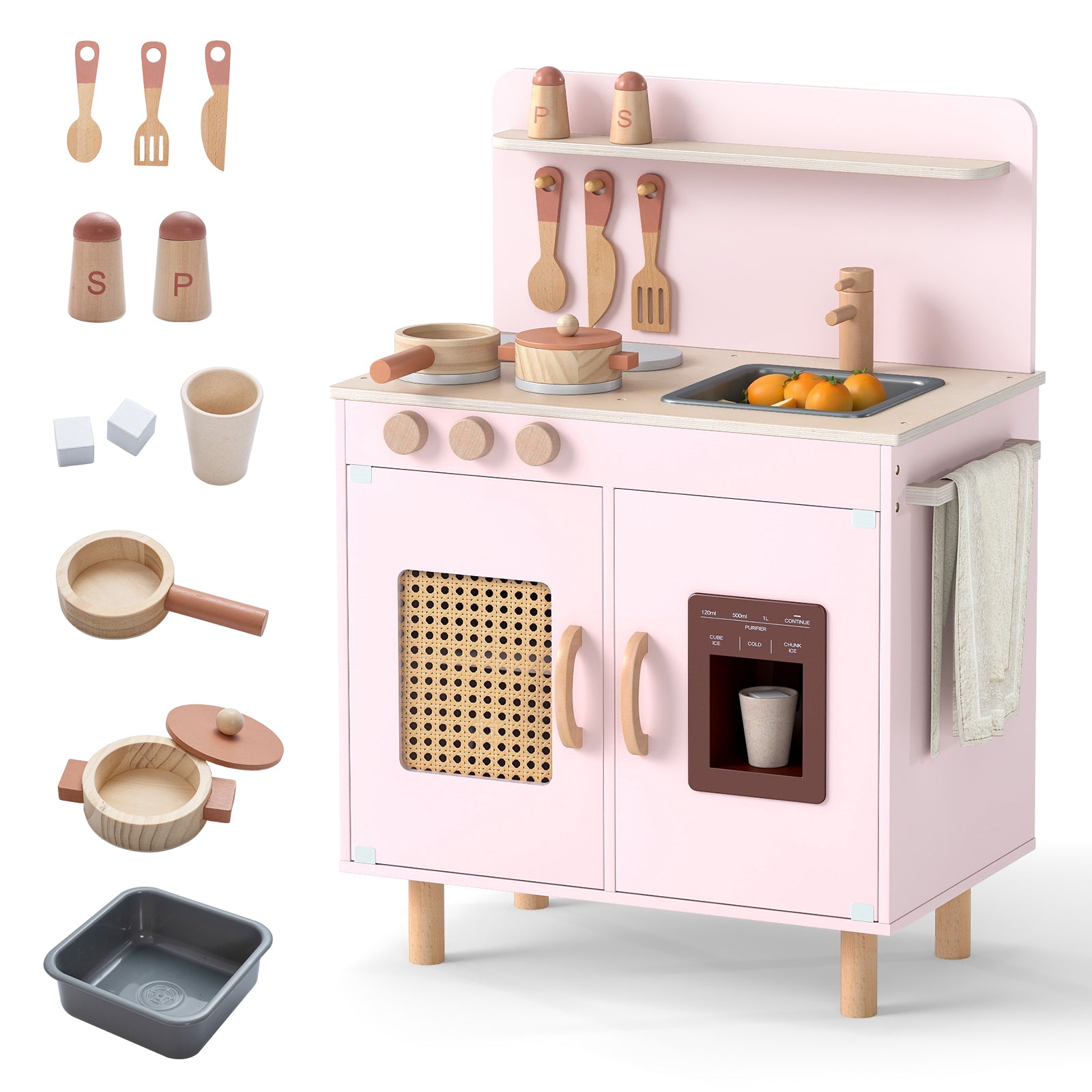 Wooden Pretend Kitchen Playset, Pink Play Kitchen Sets Pink at Gallery Canada