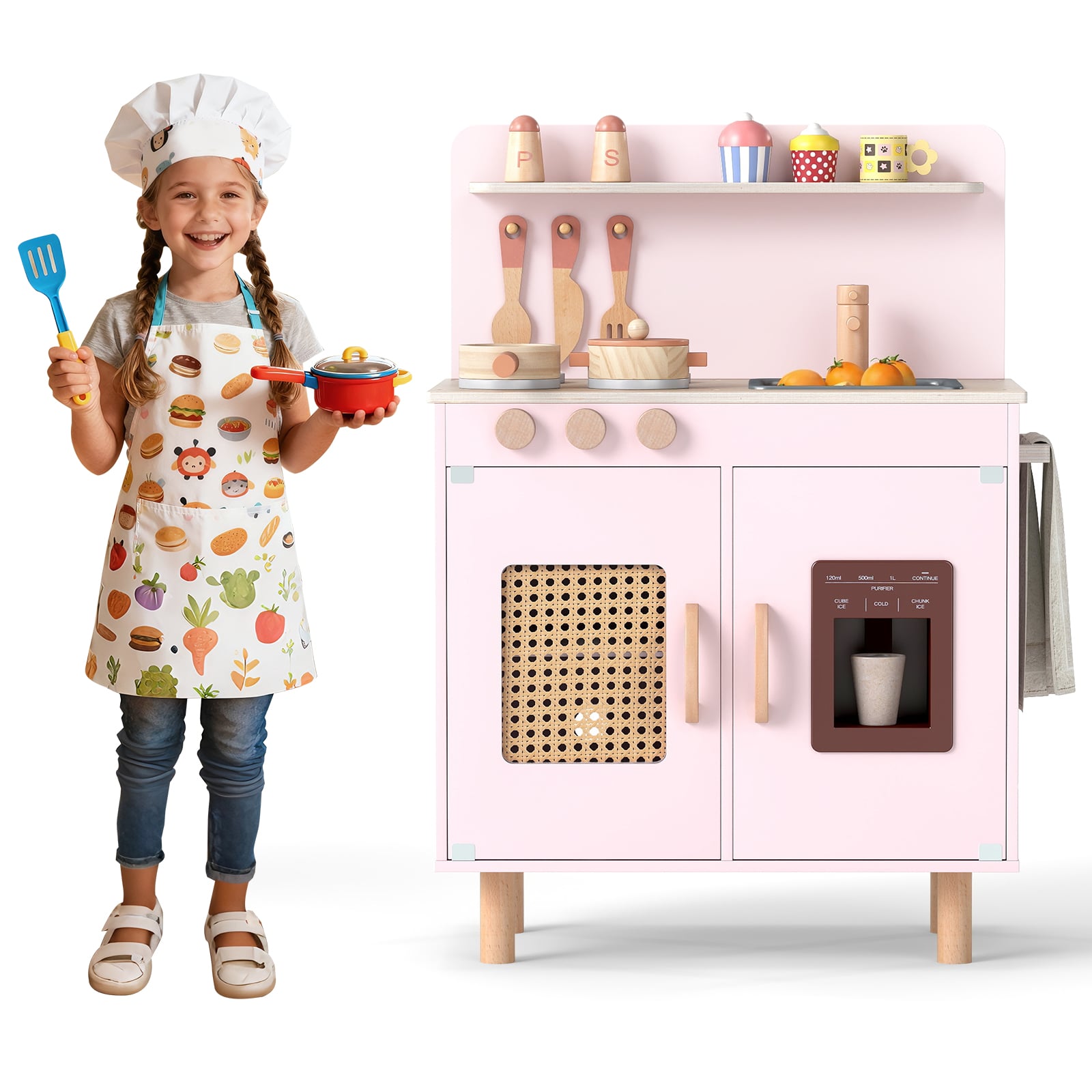 Wooden Pretend Kitchen Playset, Pink Play Kitchen Sets at Gallery Canada
