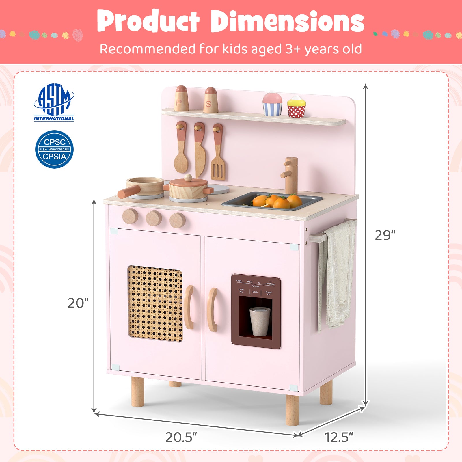 Wooden Pretend Kitchen Playset, Pink Play Kitchen Sets at Gallery Canada