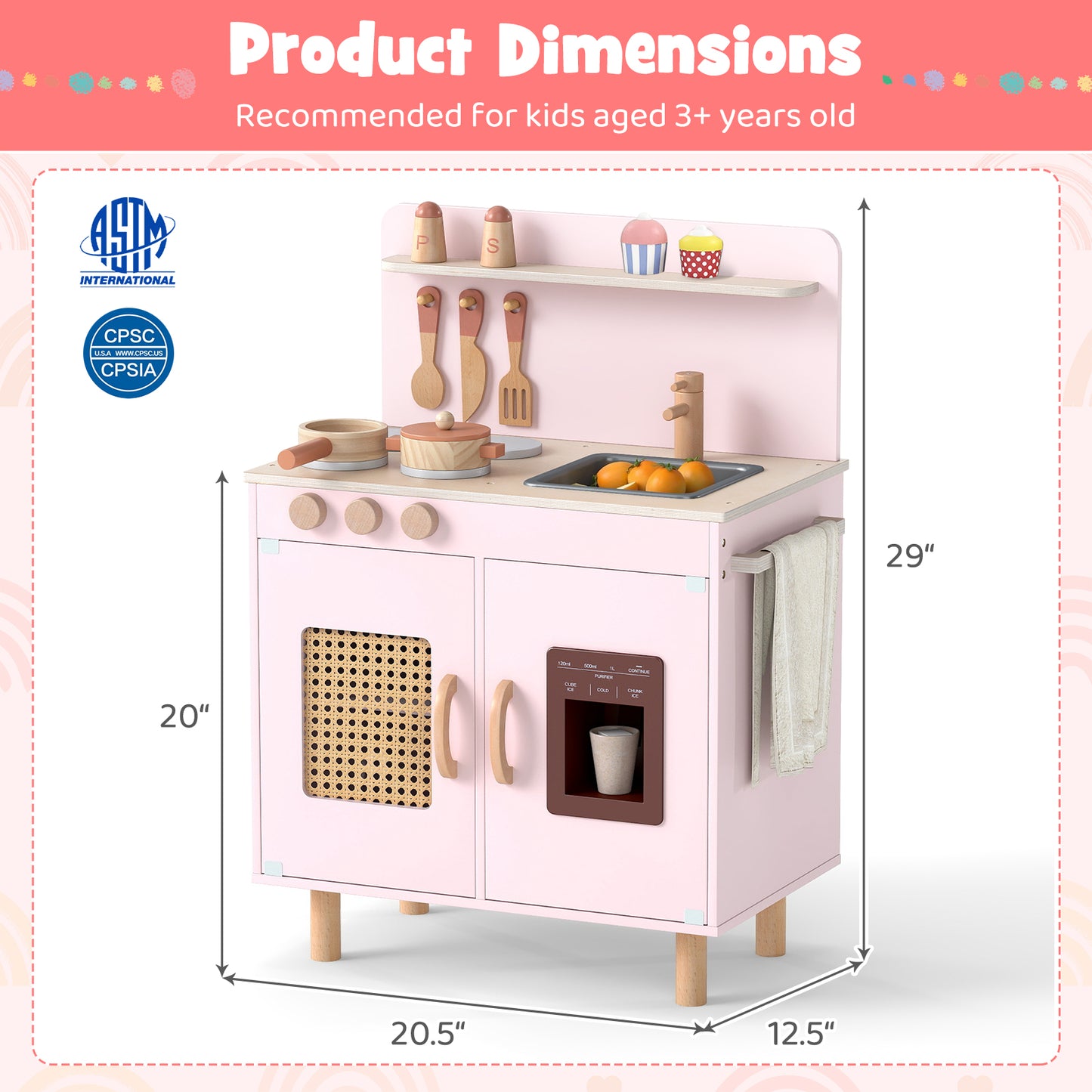 Wooden Pretend Kitchen Playset, Pink Play Kitchen Sets at Gallery Canada