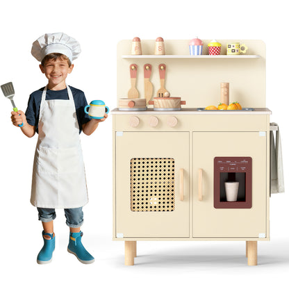 Wooden Pretend Kitchen Playset, With Ice Maker, Yellow Play Kitchen Sets at Gallery Canada