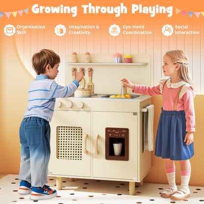 Wooden Pretend Kitchen Playset, With Ice Maker, Yellow Play Kitchen Sets at Gallery Canada