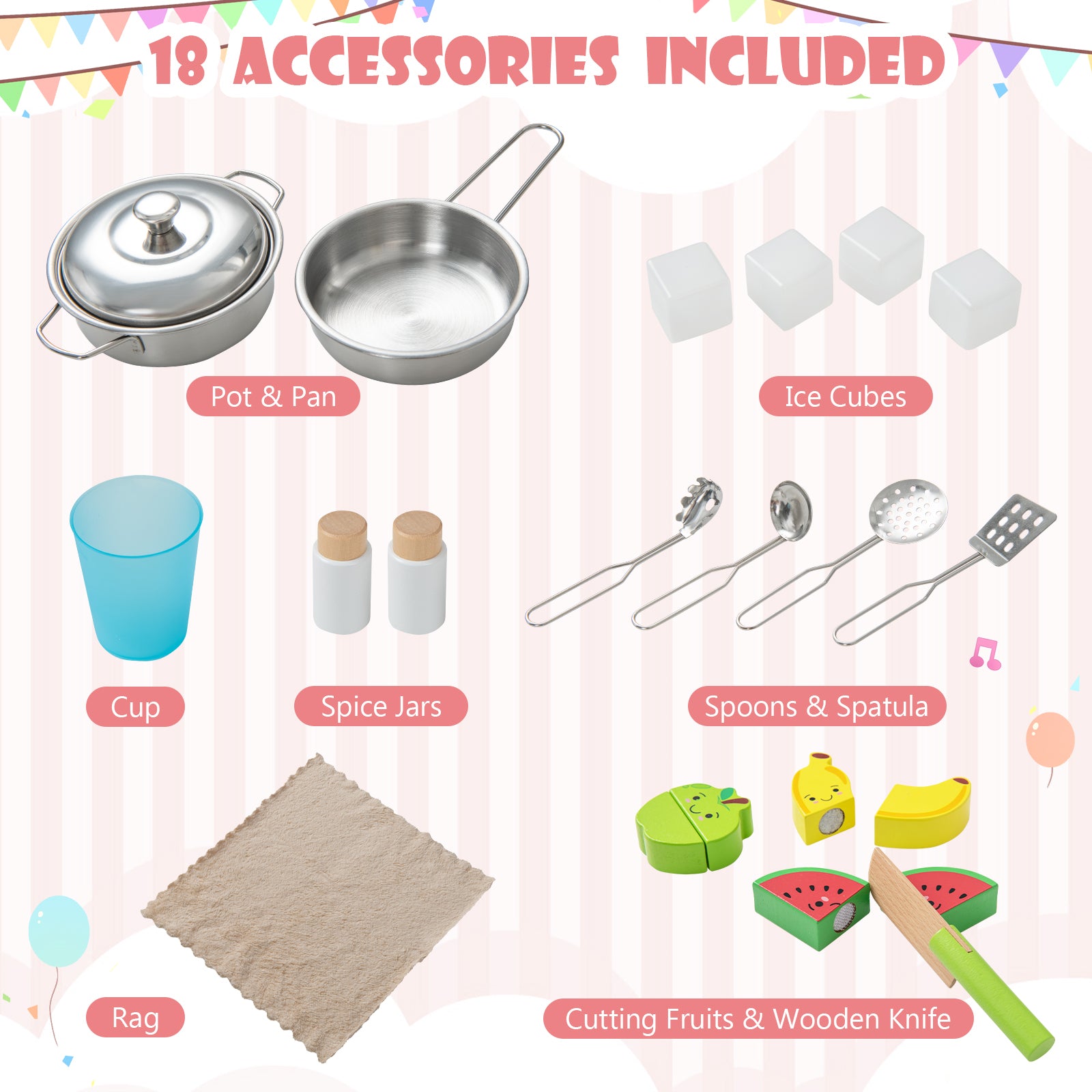 Wooden Pretend Play Kitchen Set, White And Pink Play Kitchen Sets at Gallery Canada