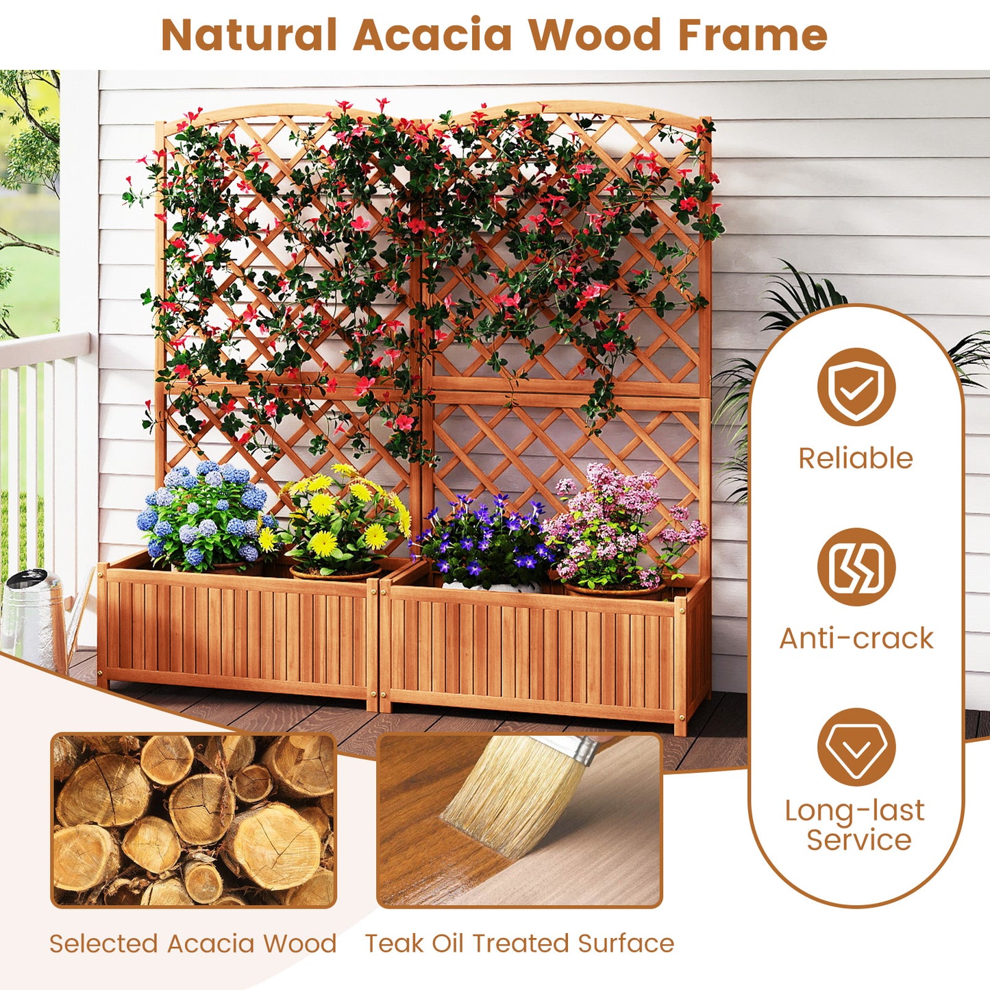 Wooden Raised Garden Bed with Trellis 63 Inch Tall Garden Planter Raised Garden Beds at Gallery Canada