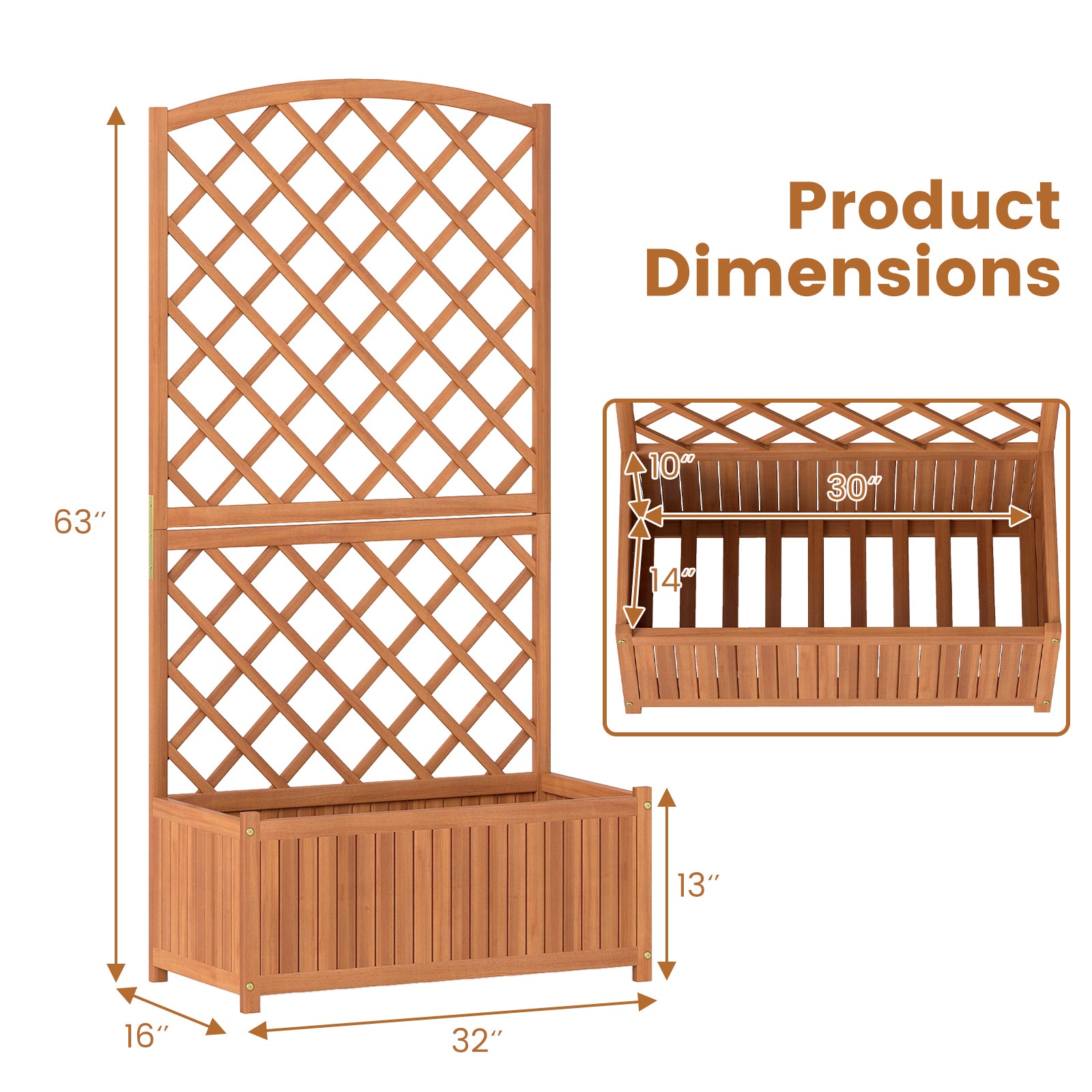 Wooden Raised Garden Bed with Trellis 63 Inch Tall Garden Planter Raised Garden Beds at Gallery Canada