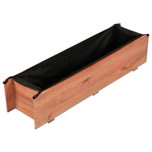 Wooden Raised Garden Bed with Drainage Holes and Liner Elevated Rectangular Planter Box, Orange Raised Garden Beds Orange at Gallery Canada