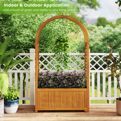 Wooden Raised Garden Bed with Lattice Trellis and Arched Roof, Orange Raised Garden Beds at Gallery Canada