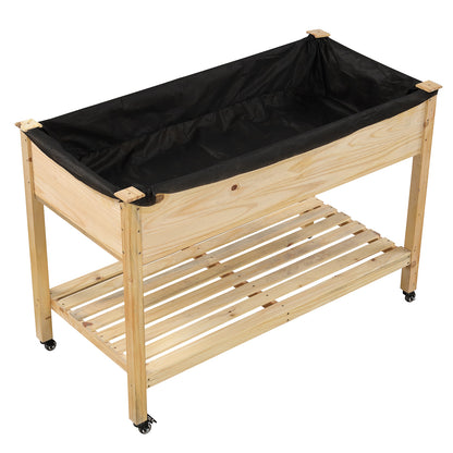Wooden Raised Garden Bed with Legs and Lockable Wheels, Natural Raised Garden Beds at Gallery Canada