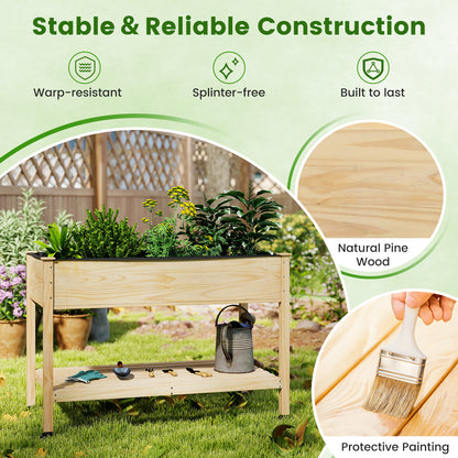Wooden Raised Garden Bed With Legs, Lockable Wheels, Natural Raised Garden Beds at Gallery Canada