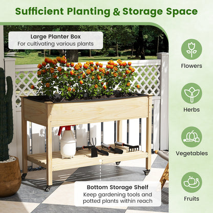 Wooden Raised Garden Bed With Legs, Lockable Wheels, Natural Raised Garden Beds at Gallery Canada