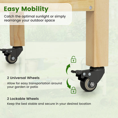 Wooden Raised Garden Bed With Legs, Lockable Wheels, Natural Raised Garden Beds at Gallery Canada