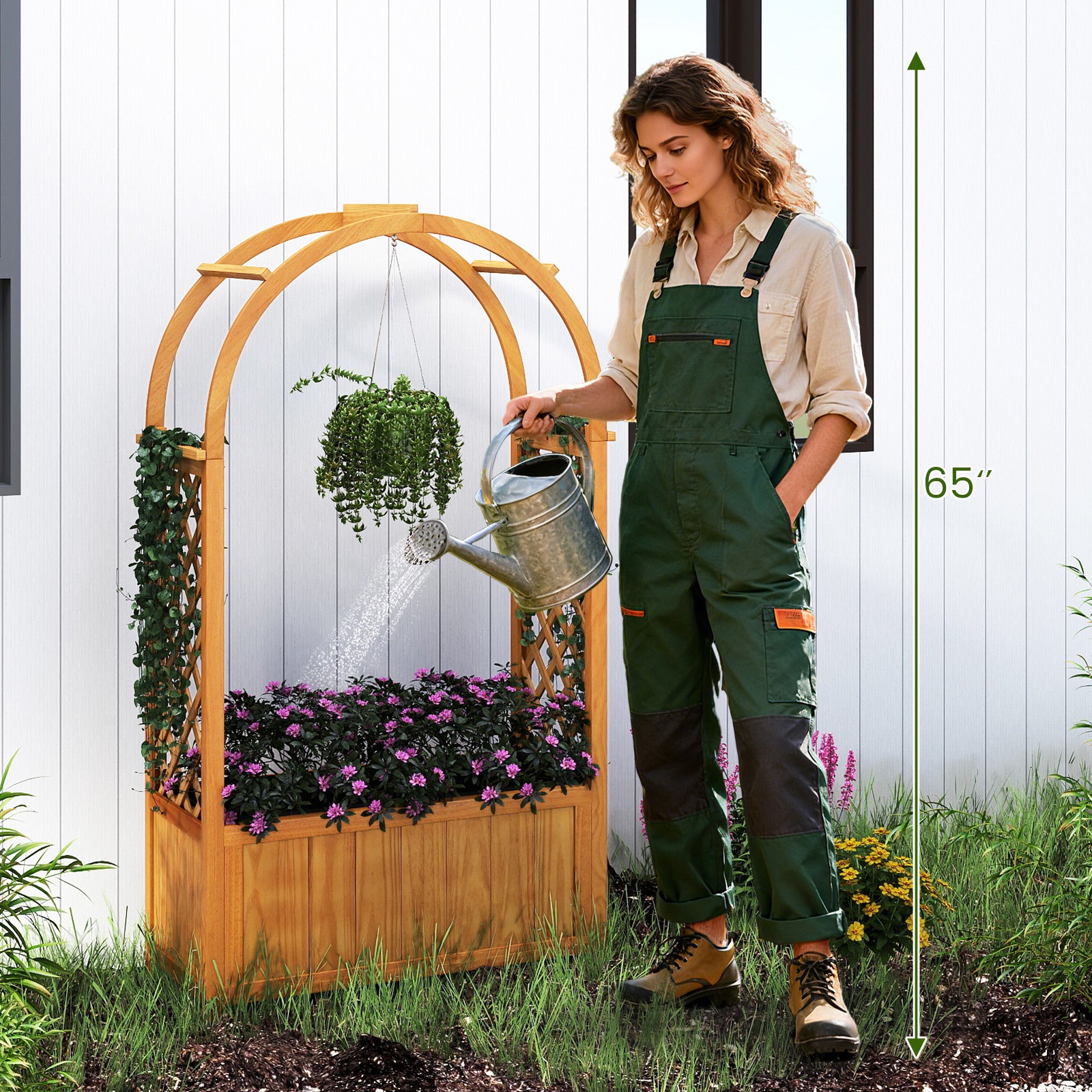 Wooden Raised Garden Bed With Lattice Trellis, Arched Roof, Orange Raised Garden Beds at Gallery Canada