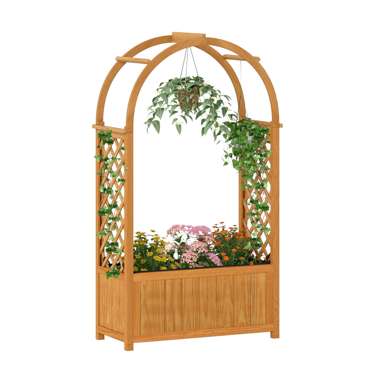 Wooden Raised Garden Bed With Lattice Trellis, Arched Roof, Orange Raised Garden Beds at Gallery Canada