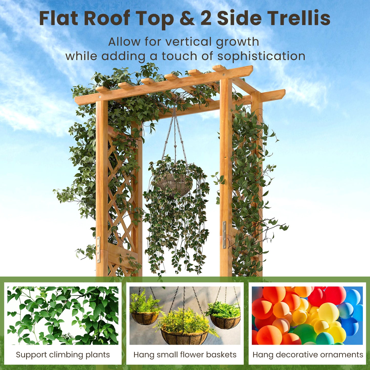 Wooden Raised Garden Bed With Lattice Trellis, Hanging Roof, Orange Raised Garden Beds at Gallery Canada