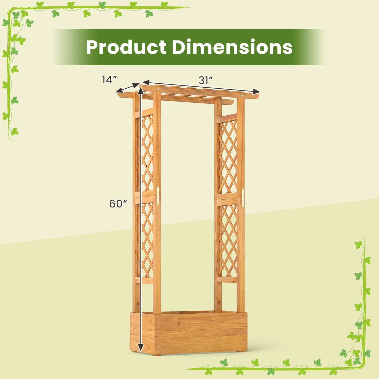 Wooden Raised Garden Bed With Lattice Trellis, Hanging Roof, Orange Raised Garden Beds at Gallery Canada