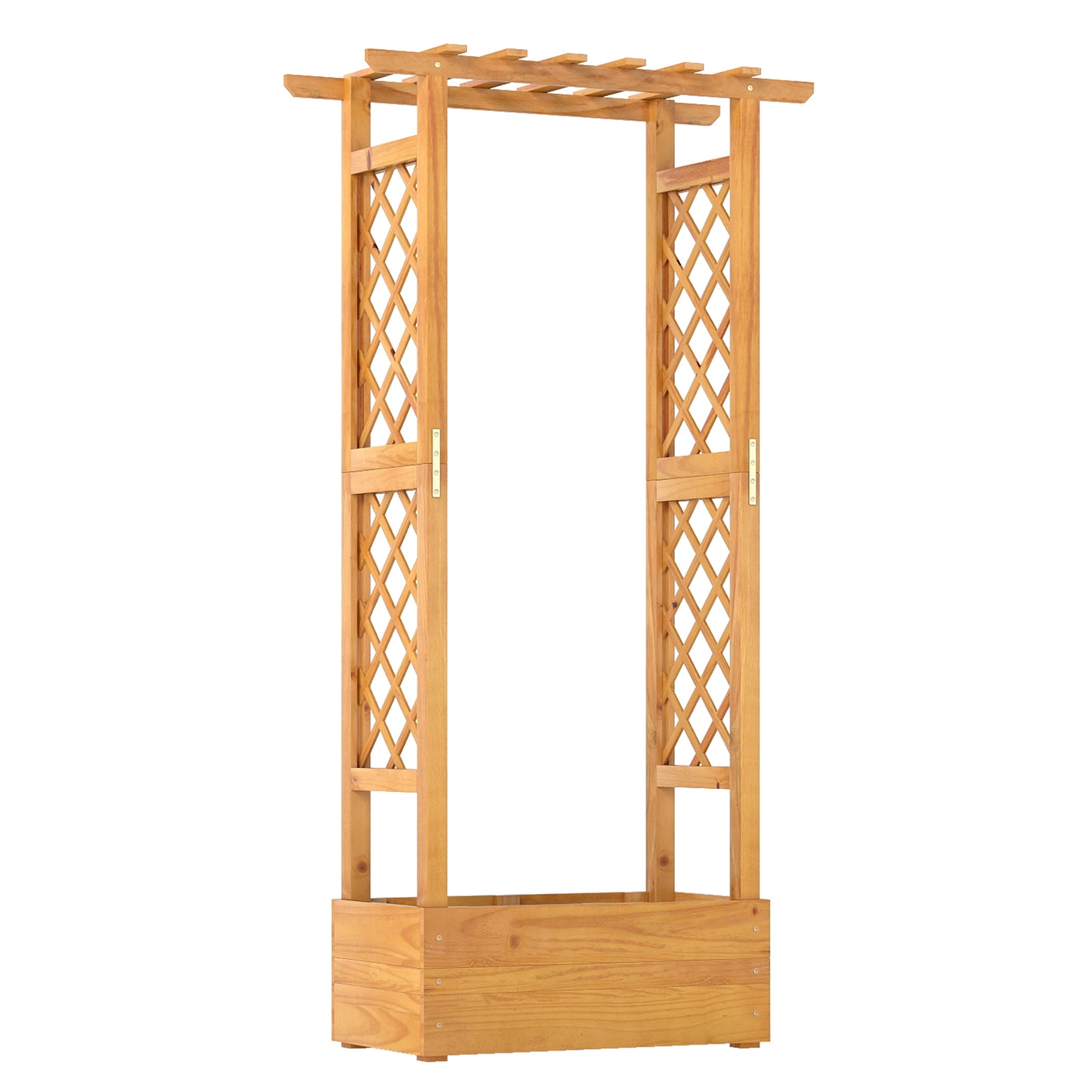 Wooden Raised Garden Bed With Lattice Trellis, Hanging Roof, Orange Raised Garden Beds at Gallery Canada