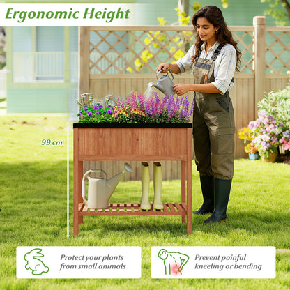 Wooden Raised Garden Bed with Storage Shelf and 220 LBS Capacity, Orange Raised Garden Beds at Gallery Canada