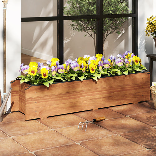 Wooden Raised Garden Bed, Elevated Rectangular Planter Box, Orange