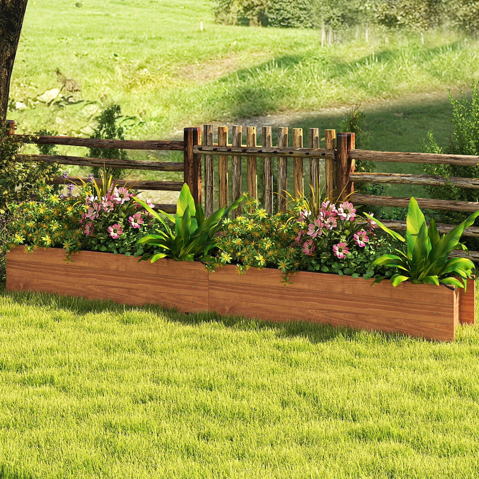 Wooden Raised Garden Bed, Elevated Rectangular Planter Box, Orange Raised Garden Beds at Gallery Canada