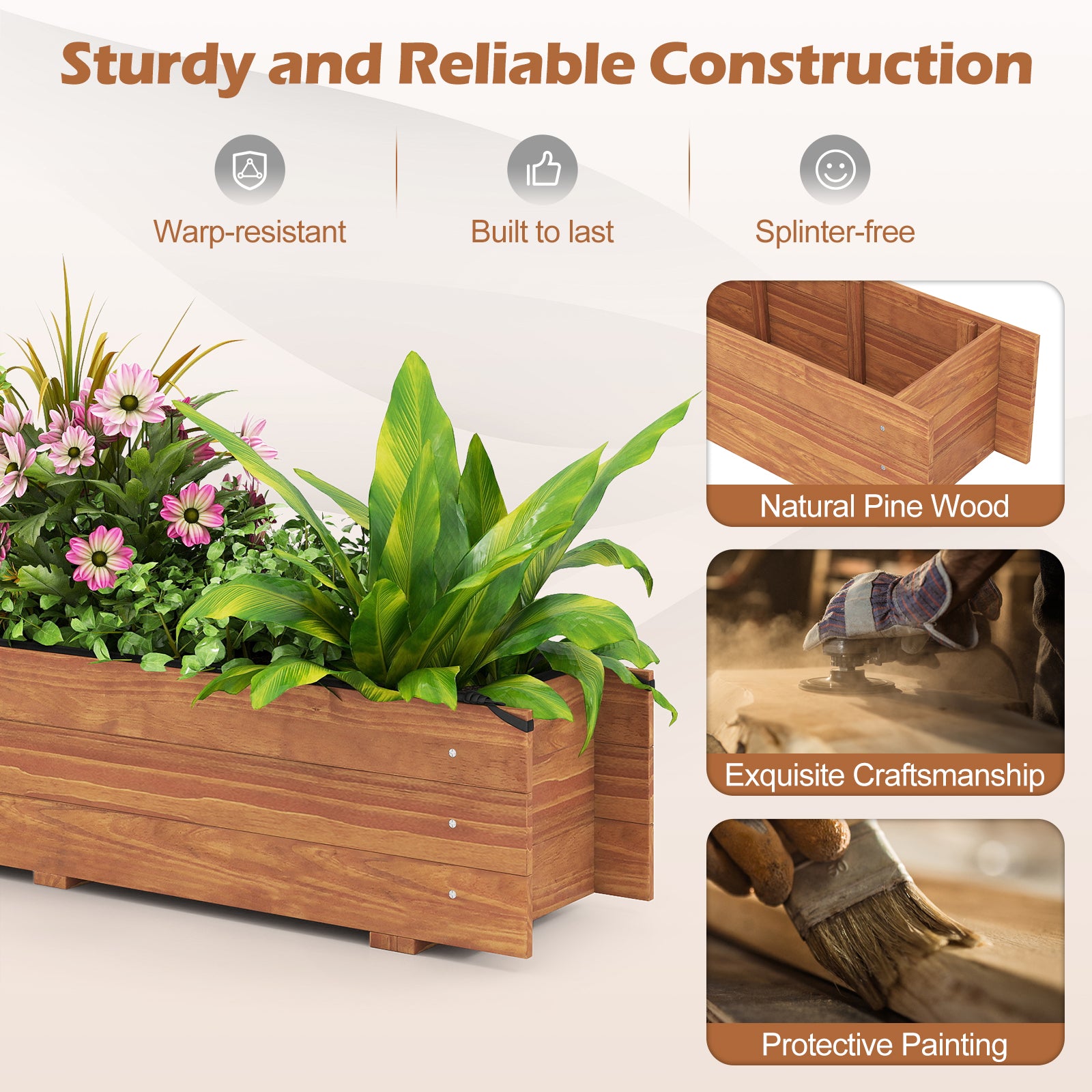 Wooden Raised Garden Bed, Elevated Rectangular Planter Box, Orange Raised Garden Beds at Gallery Canada