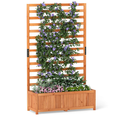 Wooden Raised Garden Bed 59 Inch Tall Elevated Planter Box with Vertical Trellis, Orange