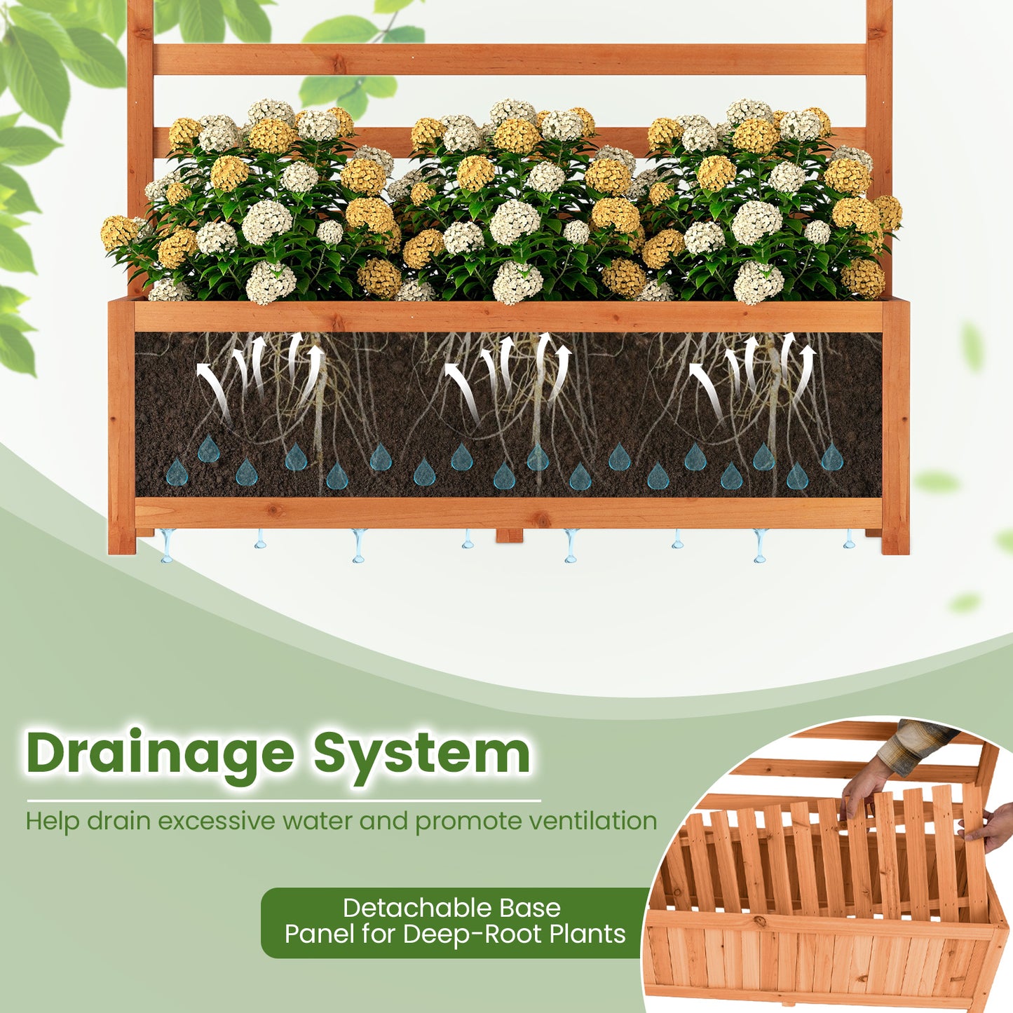 Wooden Raised Garden Bed 59 Inch Tall Elevated Planter Box with Vertical Trellis, Orange