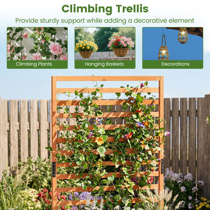 Wooden Raised Garden Bed 59 Inch Tall Elevated Planter Box with Vertical Trellis, Orange
