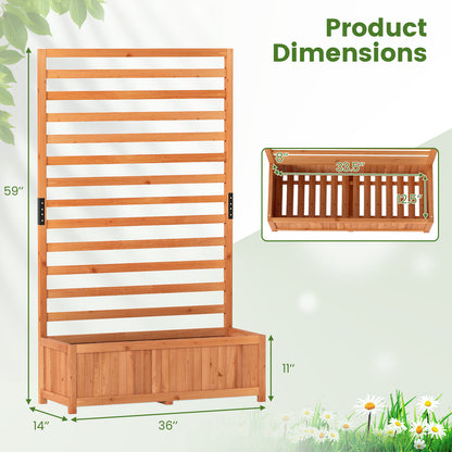 Wooden Raised Garden Bed 59 Inch Tall Elevated Planter Box with Vertical Trellis, Orange
