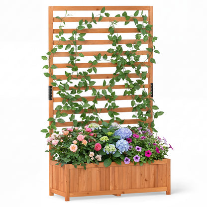 Wooden Raised Garden Bed 59 Inch Tall Elevated Planter Box with Vertical Trellis, Orange Raised Garden Beds Orange at Gallery Canada