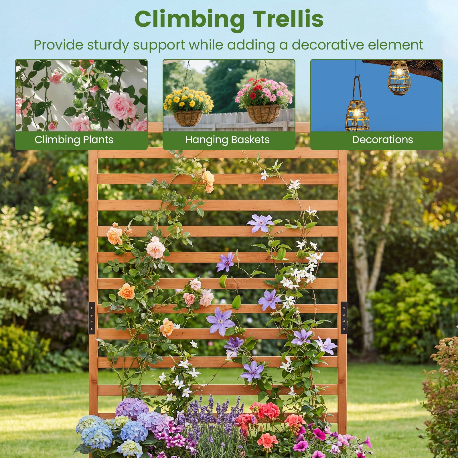 Wooden Raised Garden Bed 59 Inch Tall Elevated Planter Box with Vertical Trellis, Orange Raised Garden Beds at Gallery Canada
