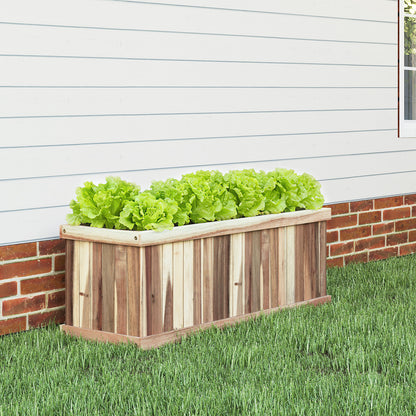 Wooden Raised Garden Bed Natural Acacia Wood Rectangular Planter Box with Drainage, Natural Raised Garden Beds at Gallery Canada