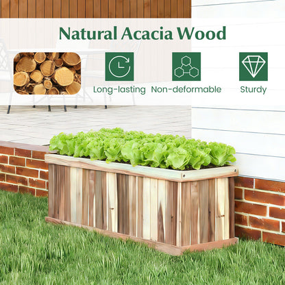 Wooden Raised Garden Bed Natural Acacia Wood Rectangular Planter Box with Drainage, Natural Raised Garden Beds at Gallery Canada