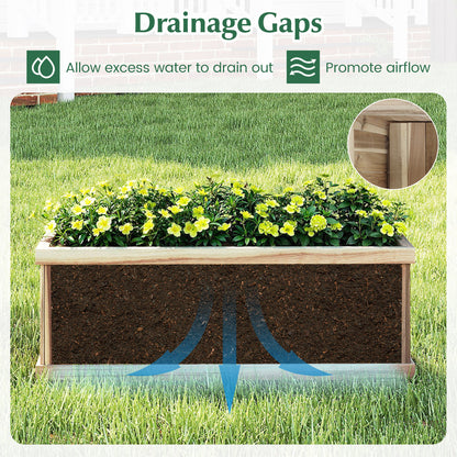 Wooden Raised Garden Bed Natural Acacia Wood Rectangular Planter Box with Drainage, Natural Raised Garden Beds at Gallery Canada