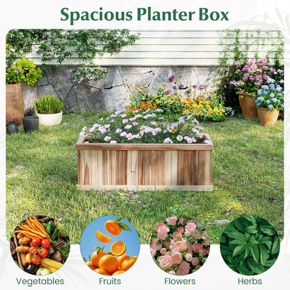 Wooden Raised Garden Bed Natural Acacia Wood Rectangular Planter Box with Drainage, Natural Raised Garden Beds at Gallery Canada