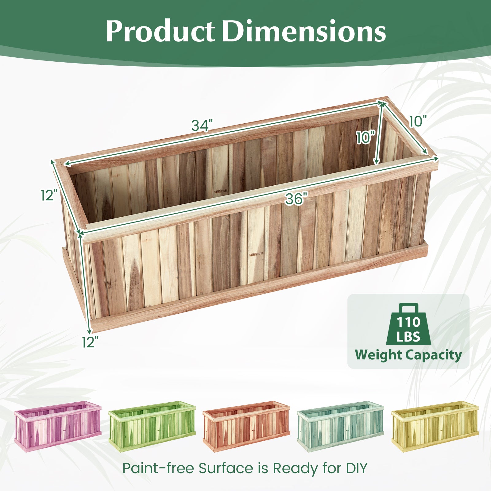 Wooden Raised Garden Bed Natural Acacia Wood Rectangular Planter Box with Drainage, Natural Raised Garden Beds at Gallery Canada