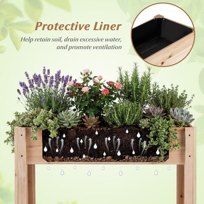Wooden Raised Garden Bed with Legs and Storage Shelf, Natural Raised Garden Beds at Gallery Canada
