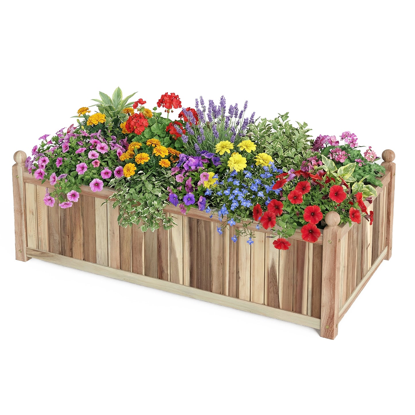 Wooden Raised Garden Bed Natural Acacia Wood Rectangular Planter Box with Liner, Natural Raised Garden Beds at Gallery Canada