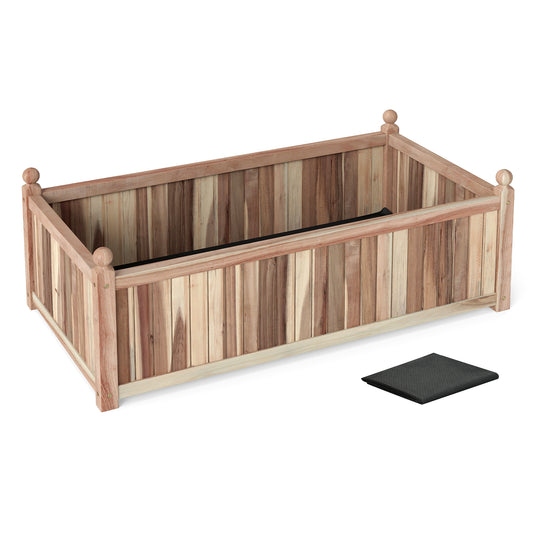 Wooden Raised Garden Bed Natural Acacia Wood Rectangular Planter Box with Liner, Natural Raised Garden Beds Natural at Gallery Canada