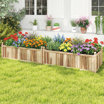 Wooden Raised Garden Bed Natural Acacia Wood Rectangular Planter Box with Liner, Natural Raised Garden Beds at Gallery Canada