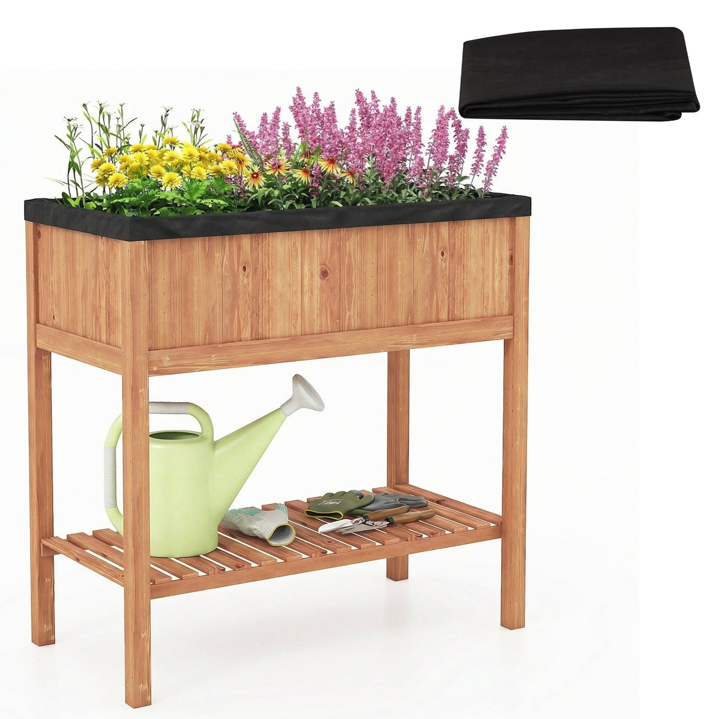 Wooden Raised Garden Bed with Storage Shelf and 220 LBS Capacity, Orange Raised Garden Beds at Gallery Canada