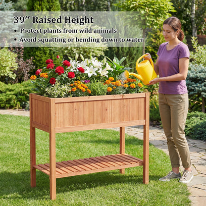 Wooden Raised Garden Bed with Storage Shelf and 220 LBS Capacity, Orange Raised Garden Beds at Gallery Canada