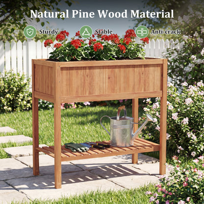 Wooden Raised Garden Bed with Storage Shelf and 220 LBS Capacity, Orange Raised Garden Beds at Gallery Canada