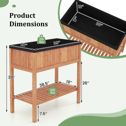 Wooden Raised Garden Bed with Storage Shelf and 220 LBS Capacity, Orange Raised Garden Beds at Gallery Canada